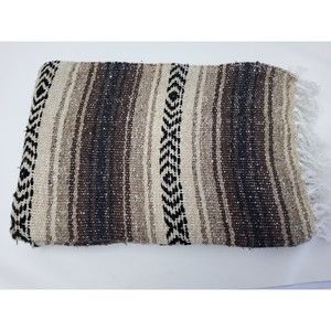 Brown colors mexican blanket warm and thick falsa blanket beach blanket